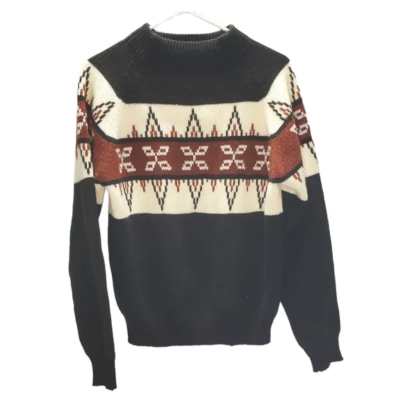Vintage 70s Mens Size Medium Montgomery Ward Turtleneck Ski Sweater - Picture 2 of 4